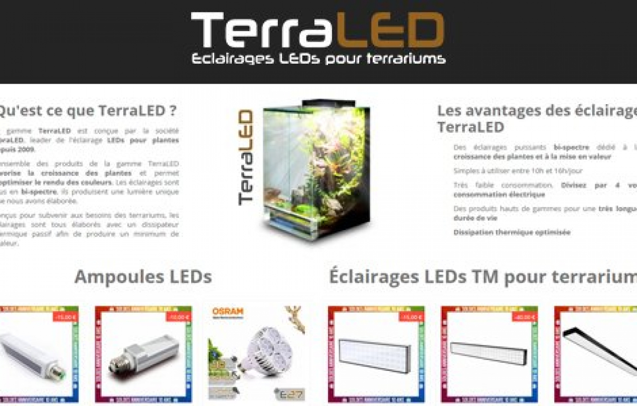 Lampes horticoles LEDs pour terrariums tropicaux, paludariums TerraLED FloraLED Fabricant