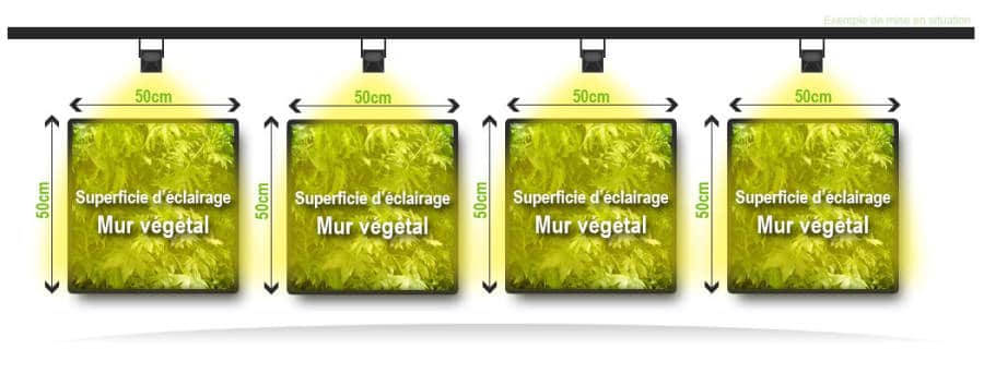 Superficie éclairage horticole led pour mur végétal